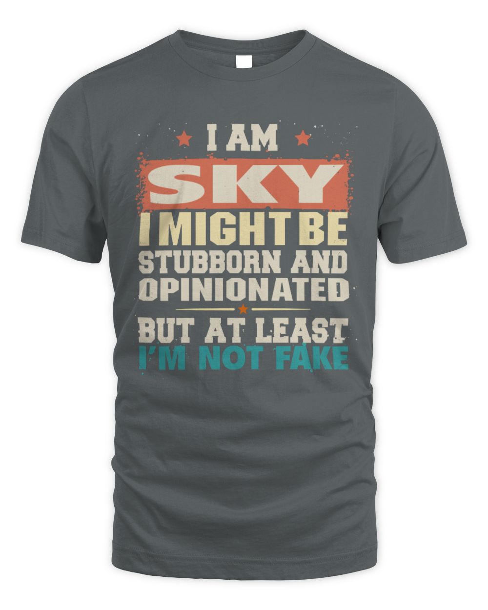 I Am Name I Might Be Stubborn and Opinionated Graphic T-Shirt SKY M1-72 / Unisex Standard T-Shirt / charcoal