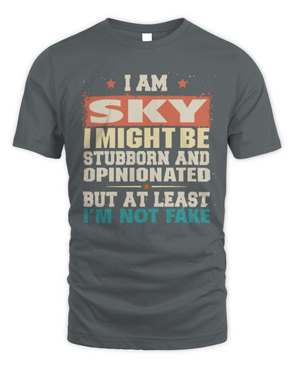 I Am Name I Might Be Stubborn and Opinionated Graphic T-Shirt SKY M1-72 / Unisex Standard T-Shirt / charcoal