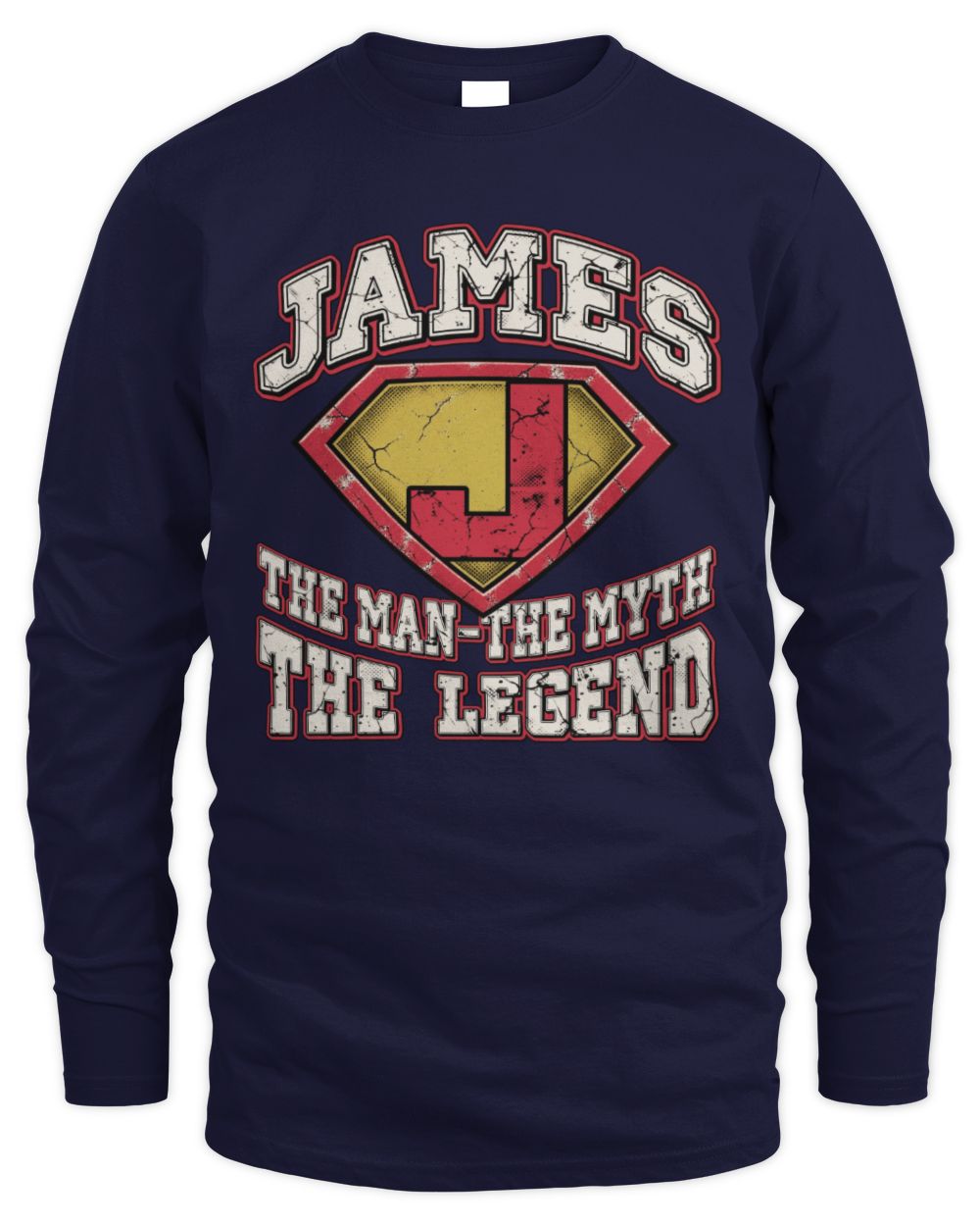 The Man The Myth The Legend Superman Graphic T-Shirt JAMES M1-74 / Men's Long Sleeved T-Shirt / navy