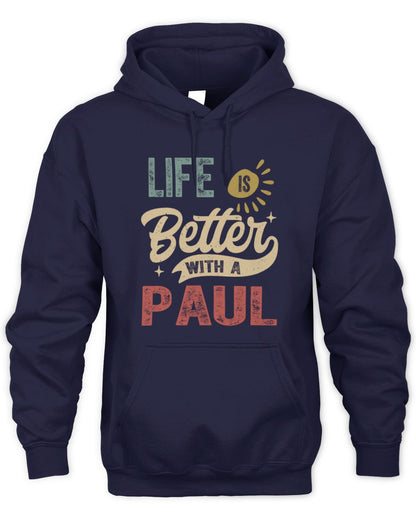 Life Is Better With a Name Personalized Retro T-Shirt PAUL-48 / Unisex Hoodie / navy