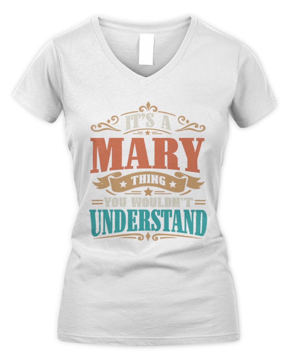 It’s a Name Thing Personalized Retro T-Shirt MARY M1-47 / Women's V-Neck T-Shirt / white