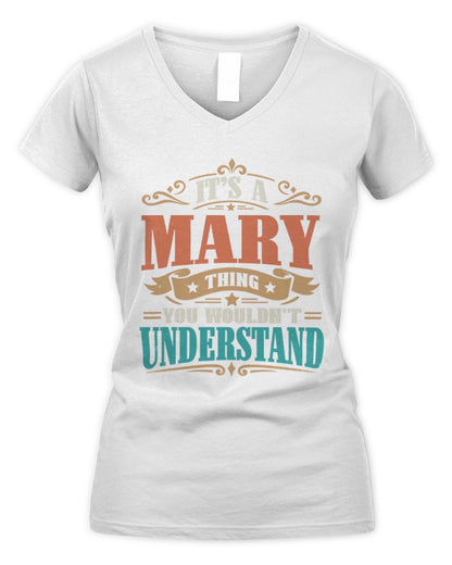 It’s a Name Thing Personalized Retro T-Shirt MARY M1-47 / Women's V-Neck T-Shirt / white