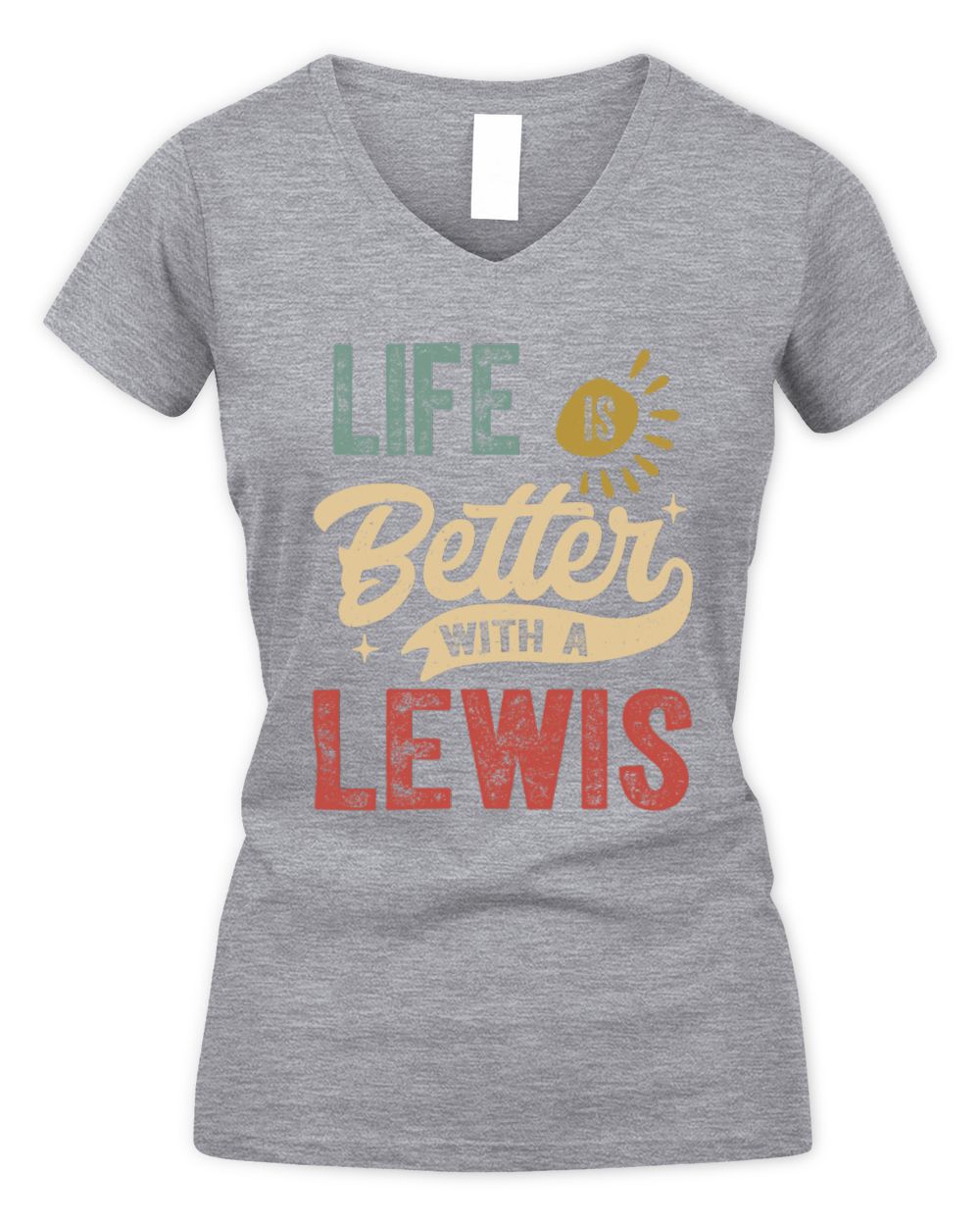 Life Is Better With a Name Personalized Retro T-Shirt LEWIS-48 / Women's V-Neck T-Shirt / sport grey