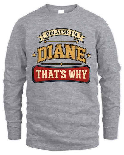 Because I'm Name That's Why Americana T-Shirt DIANE M1-S88 / Men's Long Sleeved T-Shirt / sport grey