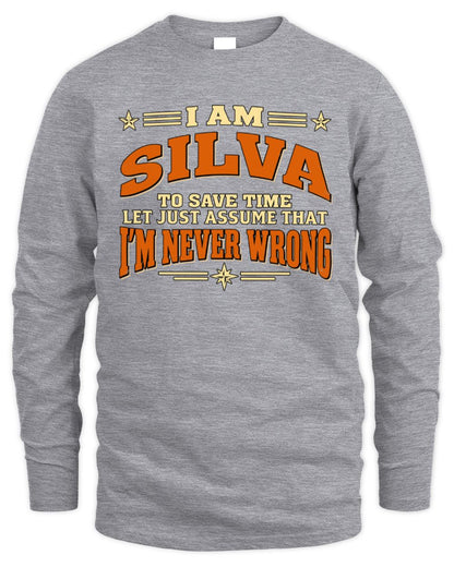 I'm Name Let's Just Assume I'm Never Wrong Retro Shirt SILVA M1-64 / Men's Long Sleeved T-Shirt / sport grey
