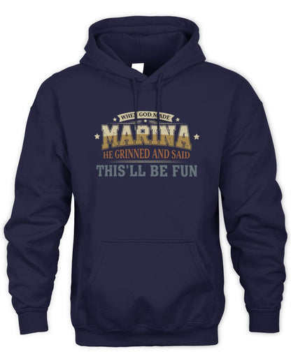 When God Made Your Name Funny Heritage T-Shirt MARINA M1-80 / Unisex Hoodie / navy