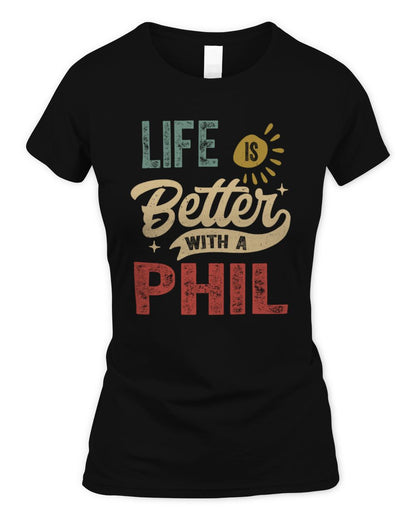 Life Is Better With a Name Personalized Retro T-Shirt PHIL-48 / Women's Standard T-Shirt / black