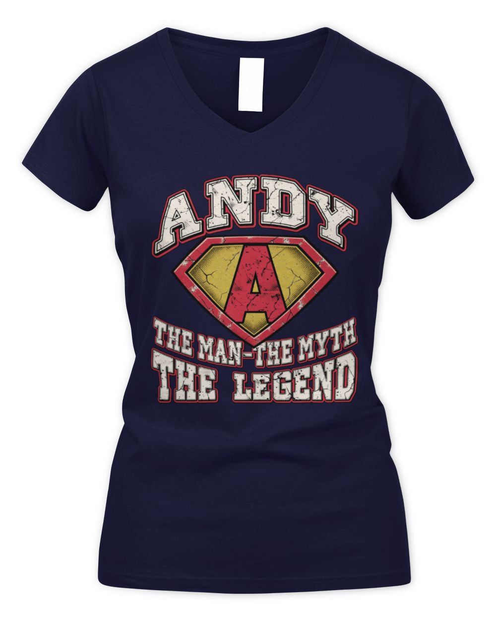 The Man The Myth The Legend Superman Graphic T-Shirt ANDY M1-74 / Women's V-Neck T-Shirt / navy
