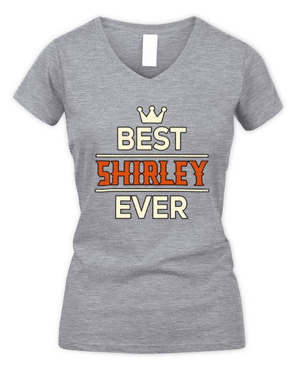 Best Your Name With Crown Shirt SHIRLEY M1-59 / Women's V-Neck T-Shirt / sport grey