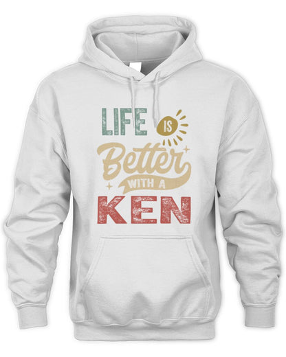 Life Is Better With a Name Personalized Retro T-Shirt KEN-48 / Unisex Hoodie / white