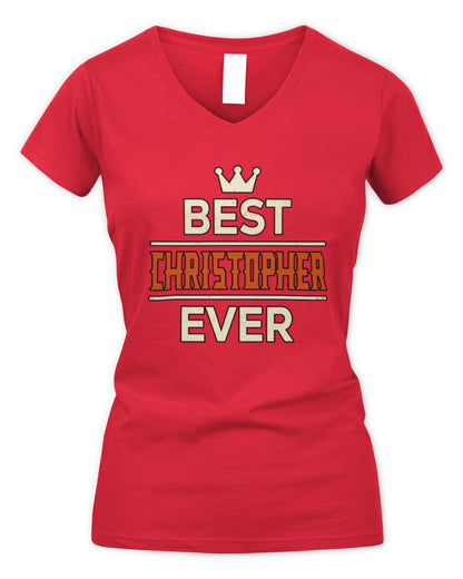 Best Your Name With Crown Shirt CHRISTOPHER M1-59 / Women's V-Neck T-Shirt / red