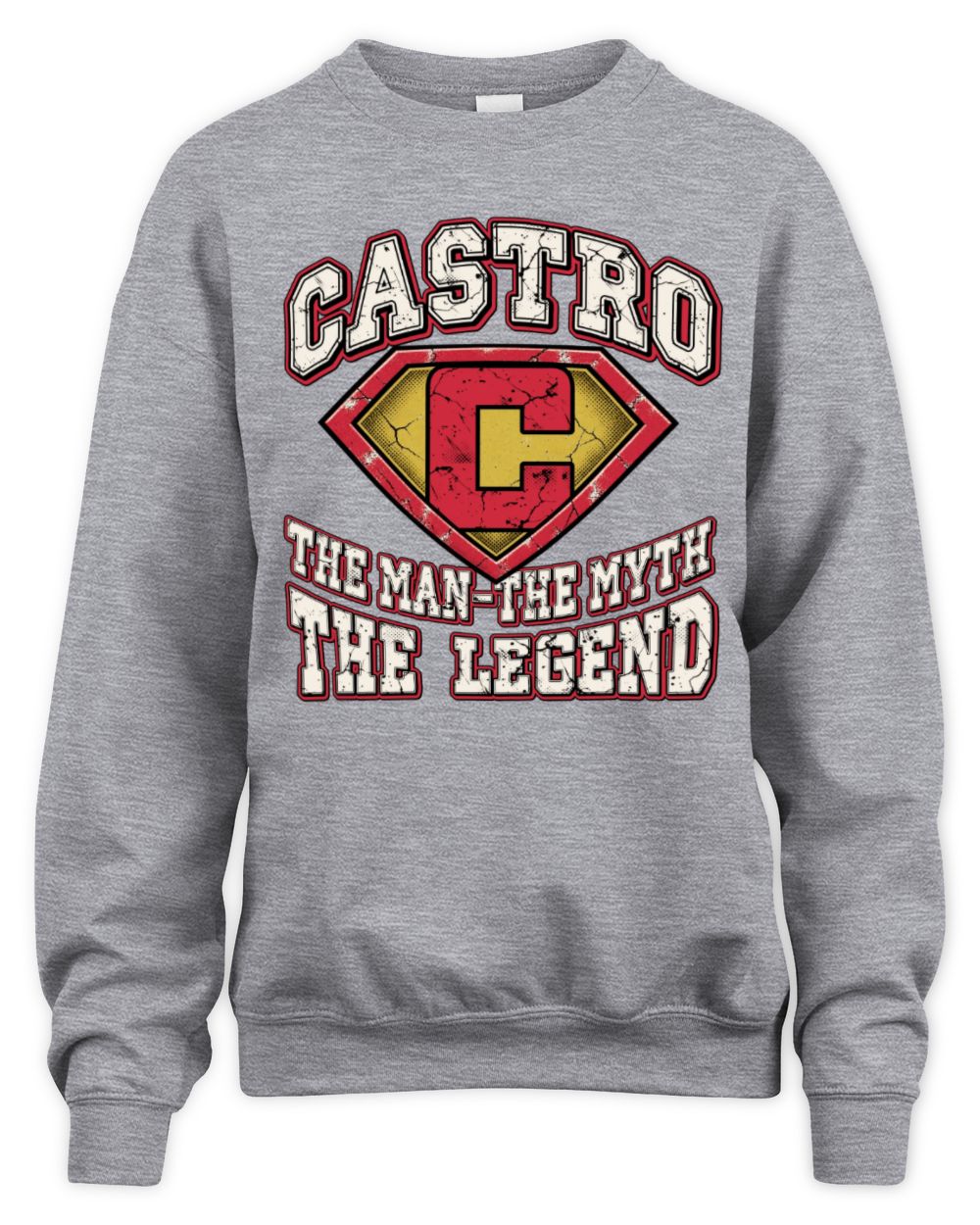 The Man The Myth The Legend Superman Graphic T-Shirt CASTRO M1-74 / Unisex Sweatshirt / sport grey