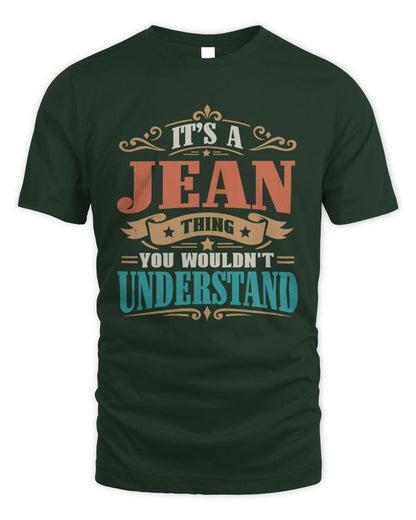 It’s a Name Thing Personalized Retro T-Shirt JEAN M1-47 / Unisex Standard T-Shirt / forest green