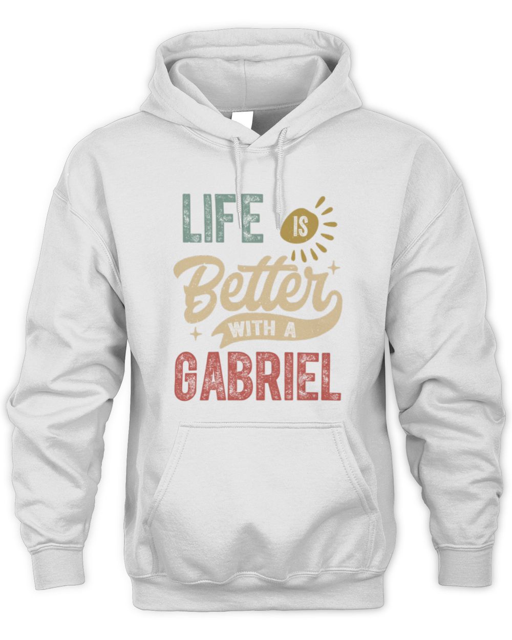 Life Is Better With a Name Personalized Retro T-Shirt GABRIEL-48 / Unisex Hoodie / white