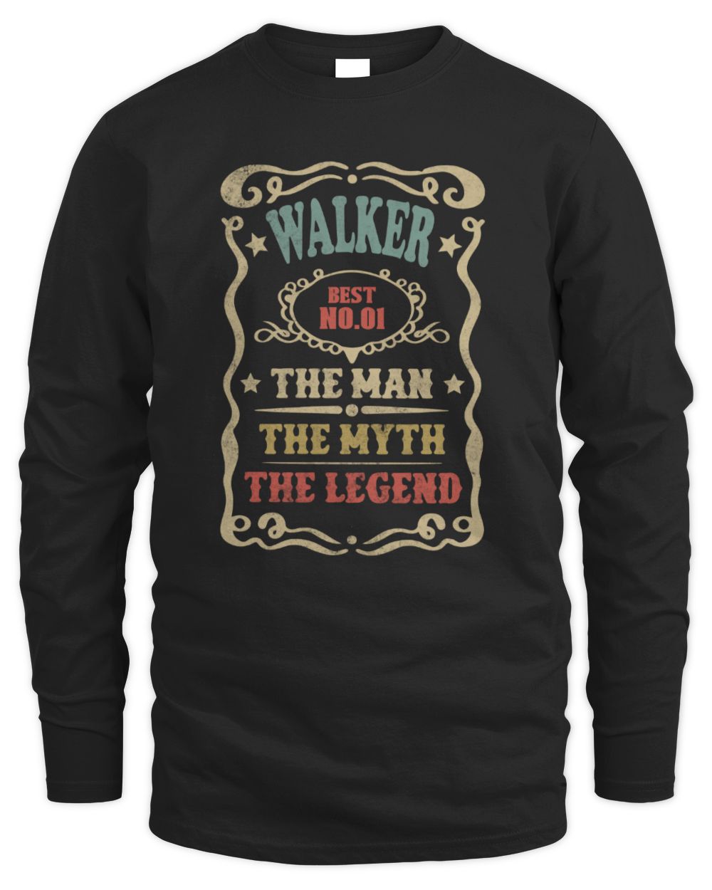 The Man The Myth The Legend Vintage Gold Wine Shirt WALKER M1-52 / Men's Long Sleeved T-Shirt / black
