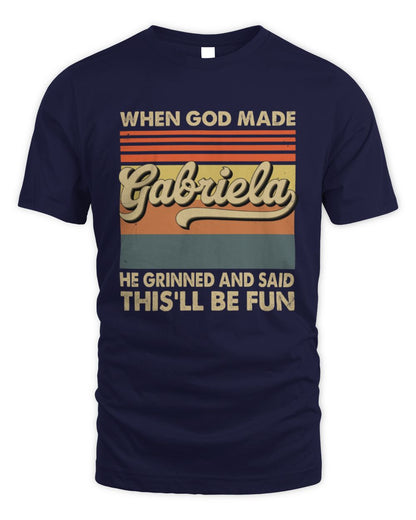 When God Made Your Name He Grinned Vintage T-Shirt GABRIELA M1-55 / Unisex Standard T-Shirt / navy