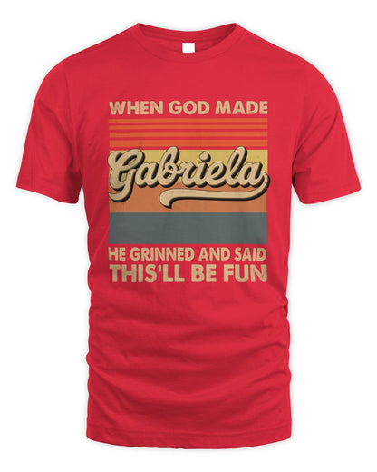 When God Made Your Name He Grinned Vintage T-Shirt GABRIELA M1-55 / Unisex Standard T-Shirt / red