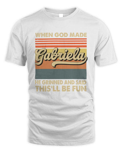 When God Made Your Name He Grinned Vintage T-Shirt GABRIELA M1-55 / Unisex Standard T-Shirt / white