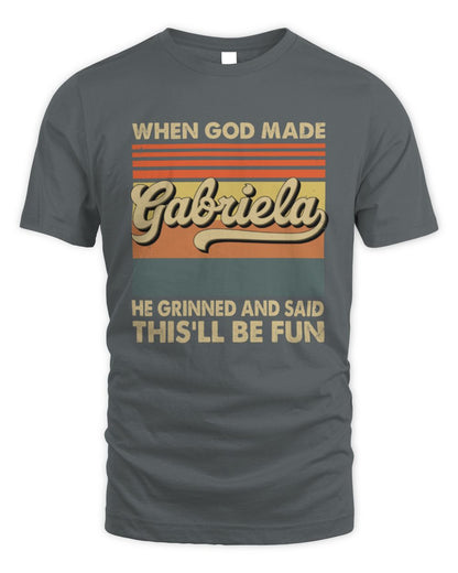 When God Made Your Name He Grinned Vintage T-Shirt GABRIELA M1-55 / Unisex Standard T-Shirt / charcoal
