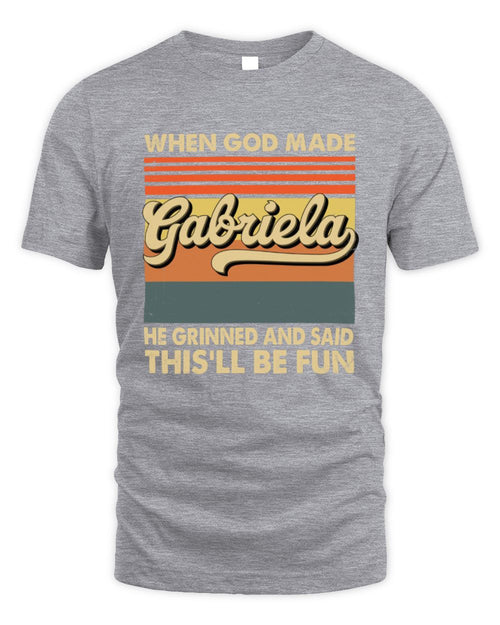 When God Made Your Name He Grinned Vintage T-Shirt GABRIELA M1-55 / Unisex Standard T-Shirt / sport grey