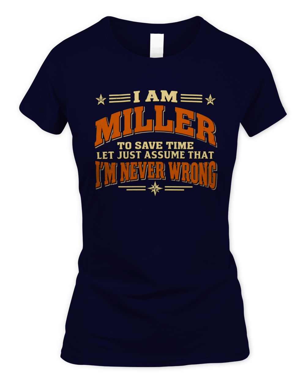 I'm Name Let's Just Assume I'm Never Wrong Retro Shirt MILLER M1-64 / Women's Standard T-Shirt / navy