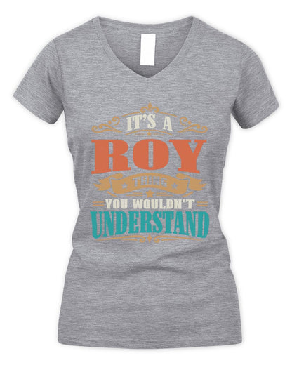 It’s a Name Thing Personalized Retro T-Shirt ROY M1-47 / Women's V-Neck T-Shirt / sport grey