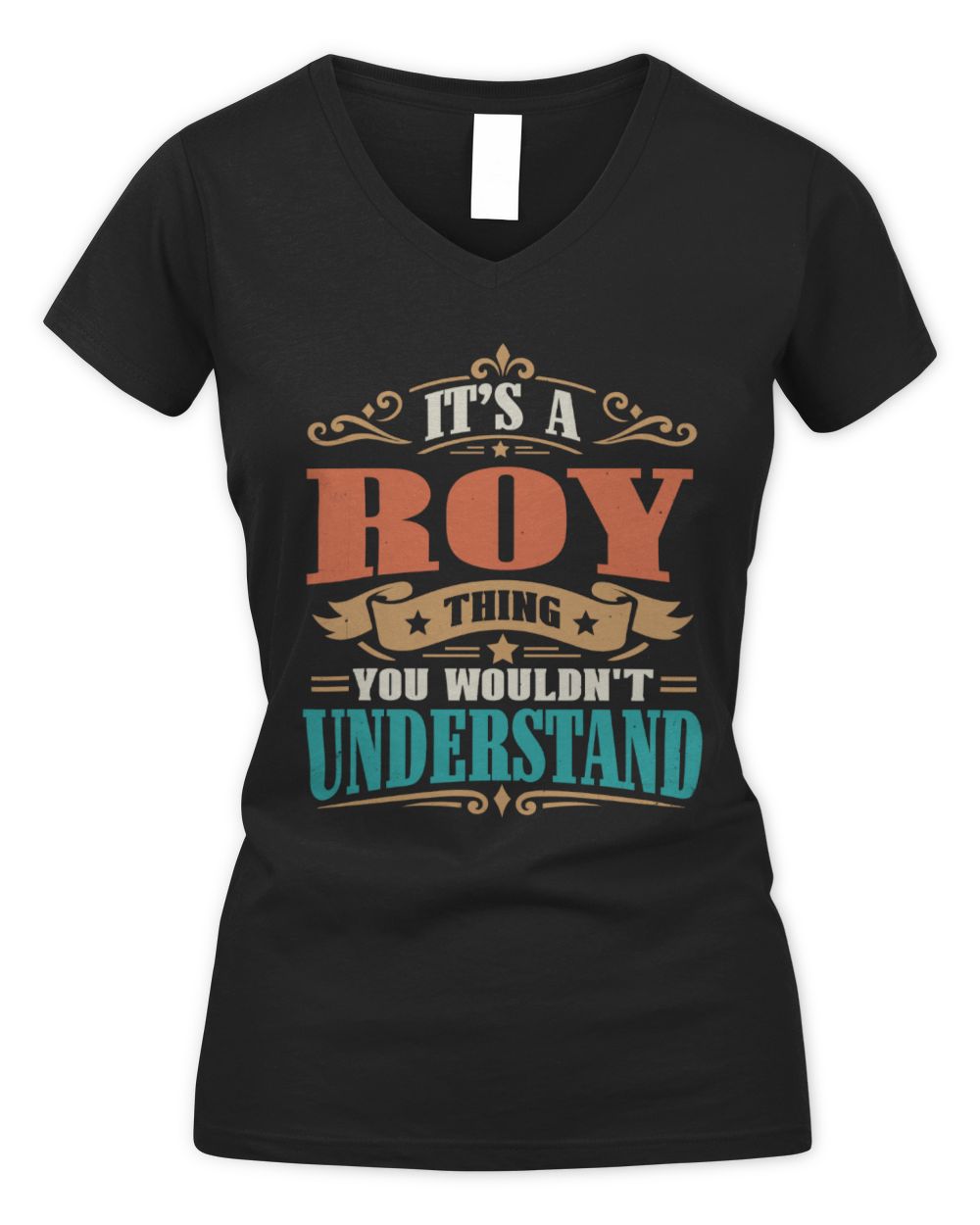 It’s a Name Thing Personalized Retro T-Shirt ROY M1-47 / Women's V-Neck T-Shirt / black