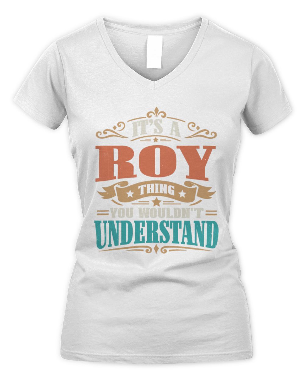 It’s a Name Thing Personalized Retro T-Shirt ROY M1-47 / Women's V-Neck T-Shirt / white