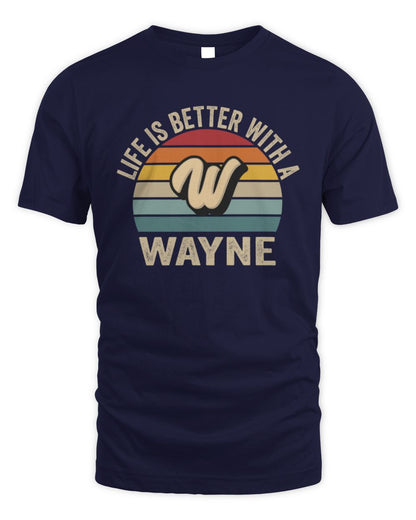 Life Is Better with Name Vintage Sun Shirt WAYNE M1-50 / Unisex Standard T-Shirt / navy