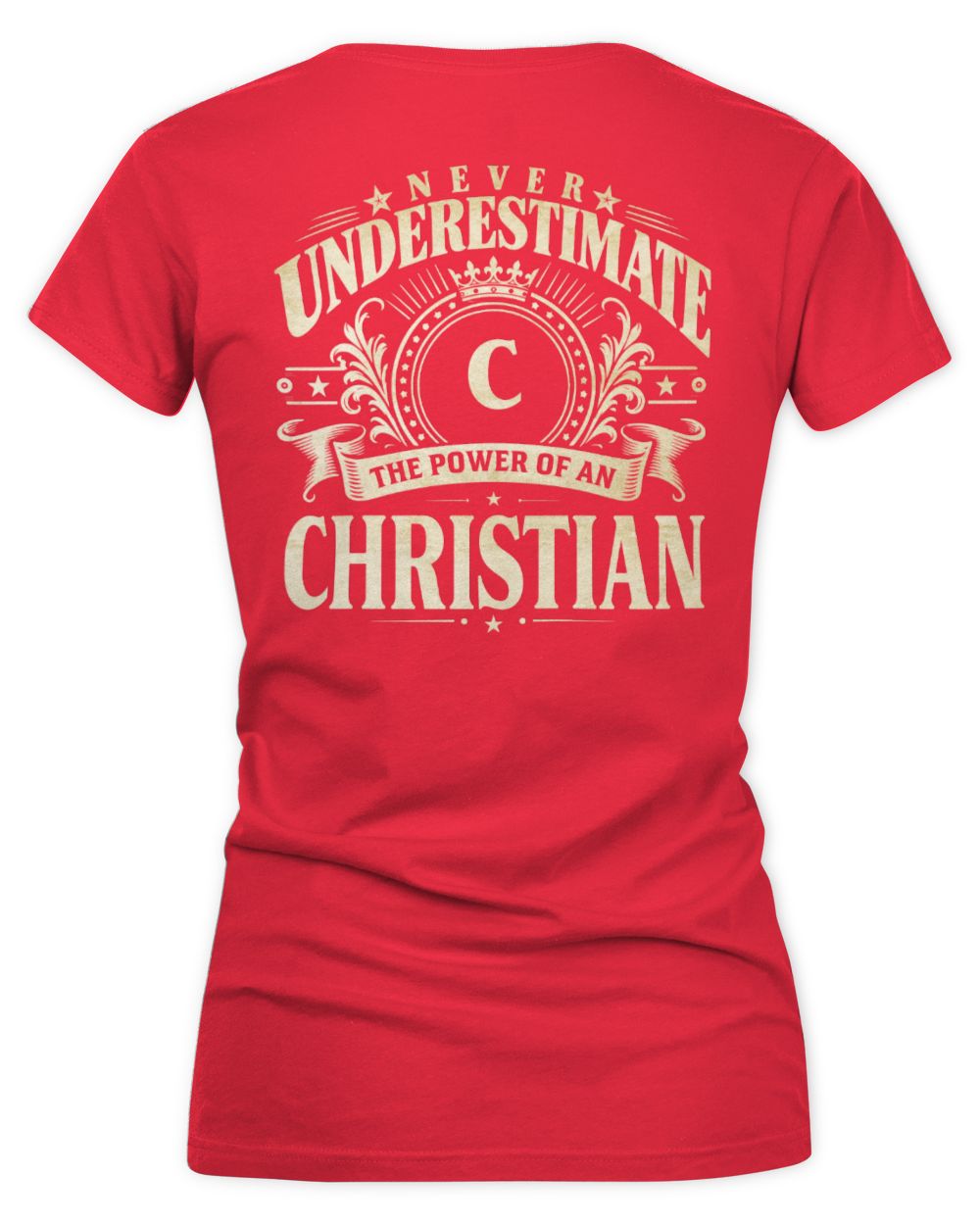Never Underestimate Your Name Luxury Logo Shirt CHRISTIAN M1-63 / Women's V-Neck T-Shirt / red