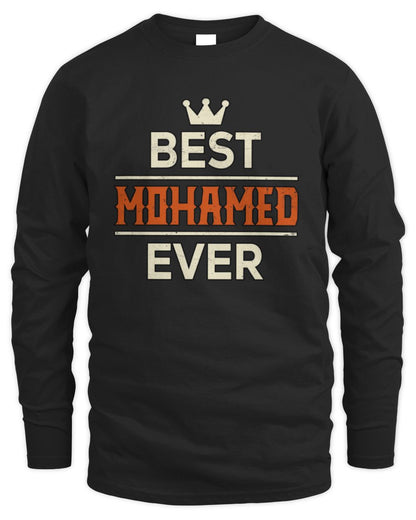 Best Your Name With Crown Shirt MOHAMED M1-59 / Men's Long Sleeved T-Shirt / black