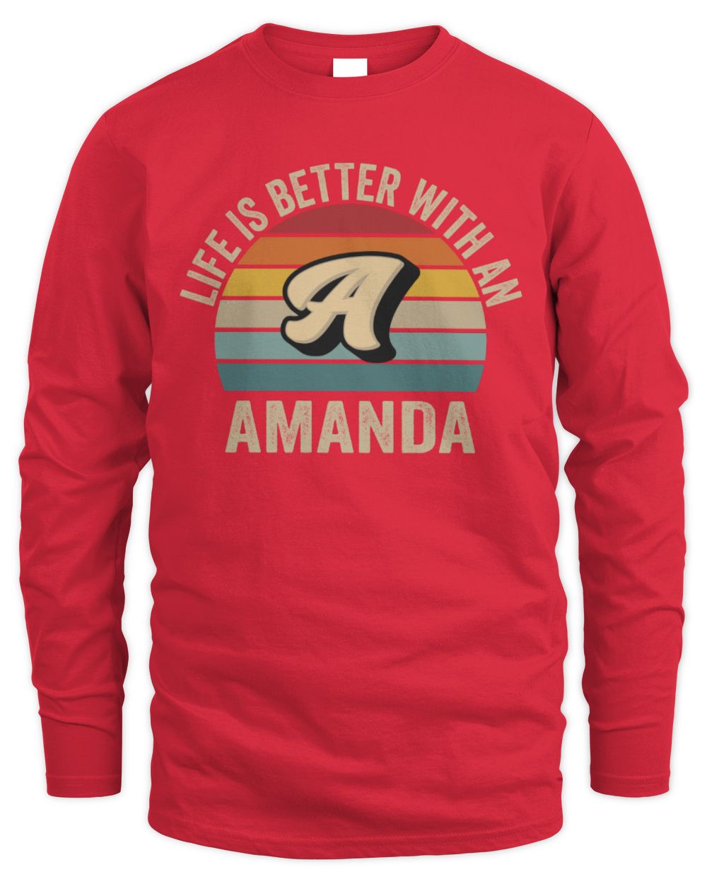 Life Is Better with Name Vintage Sun Shirt AMANDA M1-50 / Men's Long Sleeved T-Shirt / red