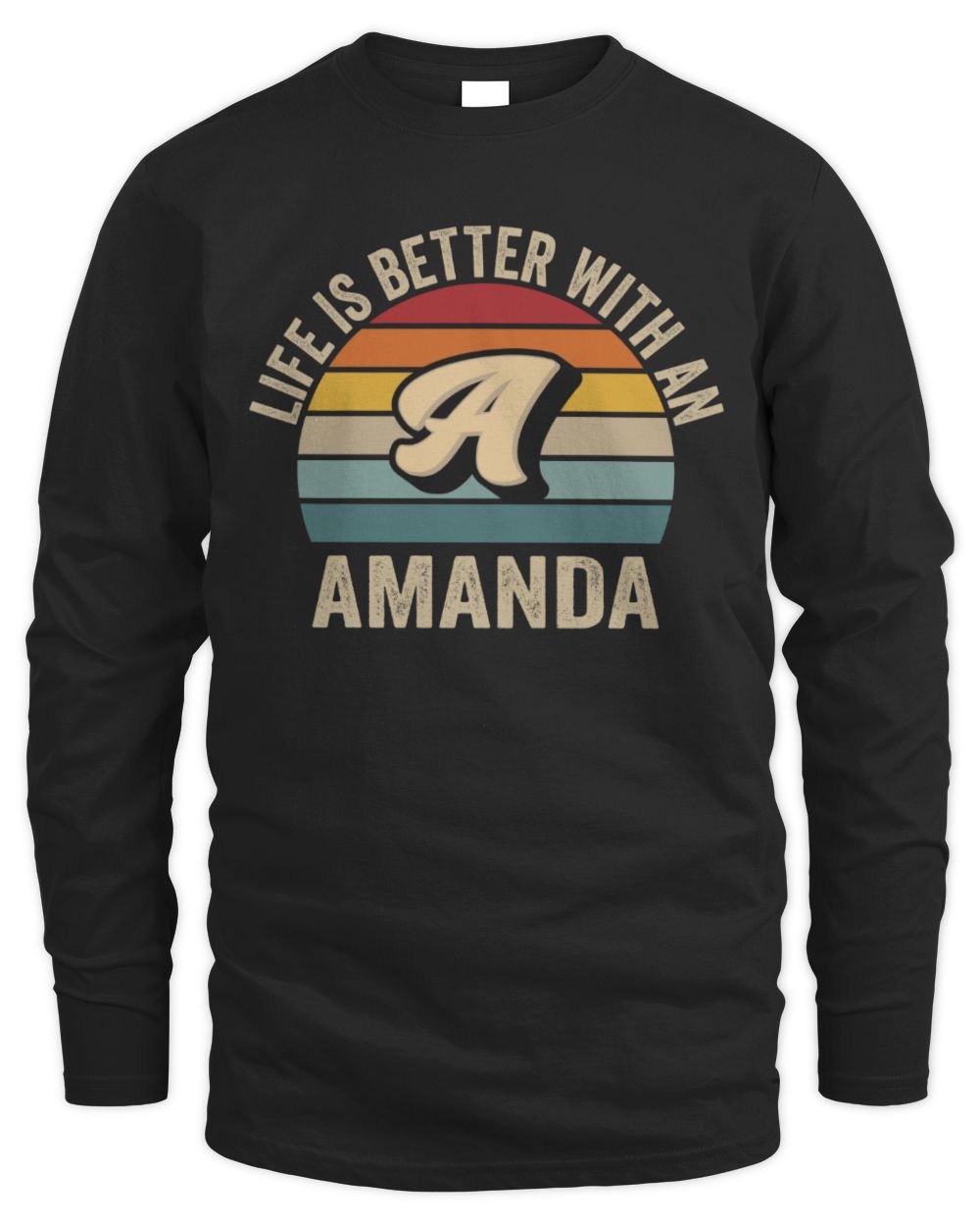 Life Is Better with Name Vintage Sun Shirt AMANDA M1-50 / Men's Long Sleeved T-Shirt / black