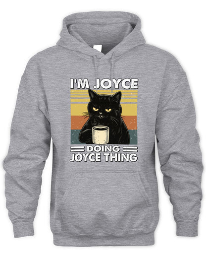 I'm Name Doing Name Thing Grumpy Black Cat Shirt JOYCE M1-79 / Unisex Hoodie / sport grey