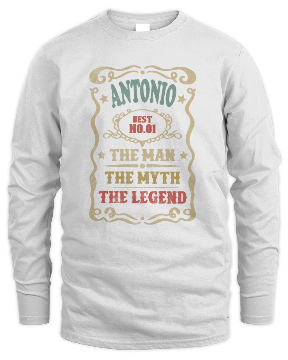 The Man The Myth The Legend Vintage Gold Wine Shirt ANTONIO M1-52 / Men's Long Sleeved T-Shirt / white