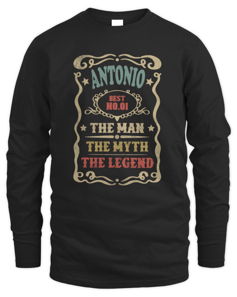 The Man The Myth The Legend Vintage Gold Wine Shirt ANTONIO M1-52 / Men's Long Sleeved T-Shirt / black