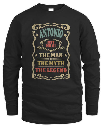 The Man The Myth The Legend Vintage Gold Wine Shirt ANTONIO M1-52 / Men's Long Sleeved T-Shirt / black