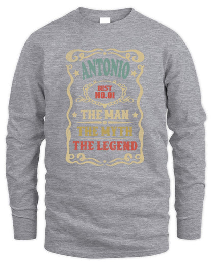 The Man The Myth The Legend Vintage Gold Wine Shirt ANTONIO M1-52 / Men's Long Sleeved T-Shirt / sport grey