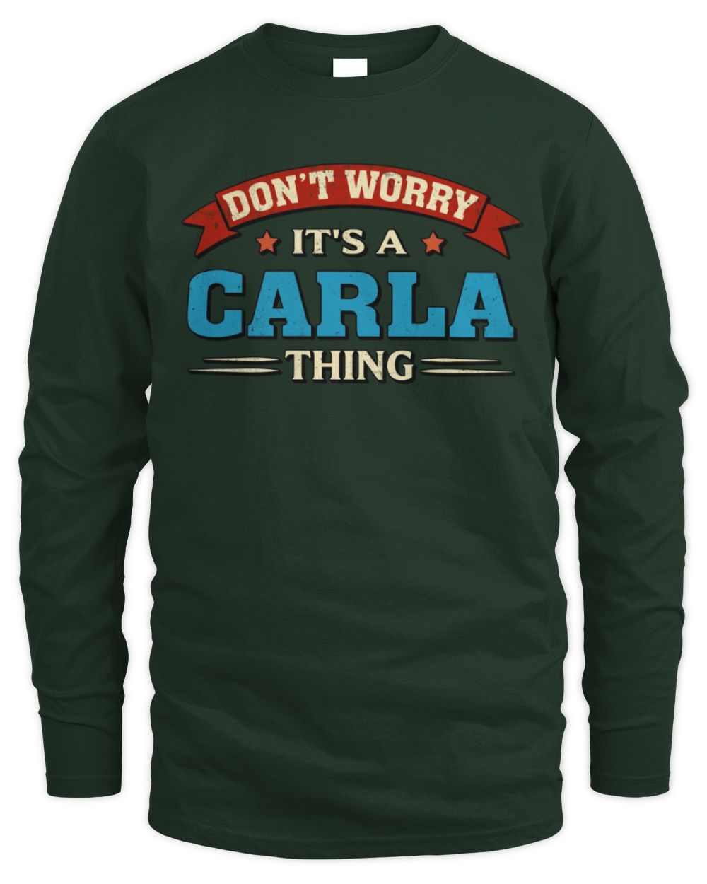 Don't Worry It's a Your Name Thing Funny Retro T-Shirt CARLA M1-57 / Men's Long Sleeved T-Shirt / forest green