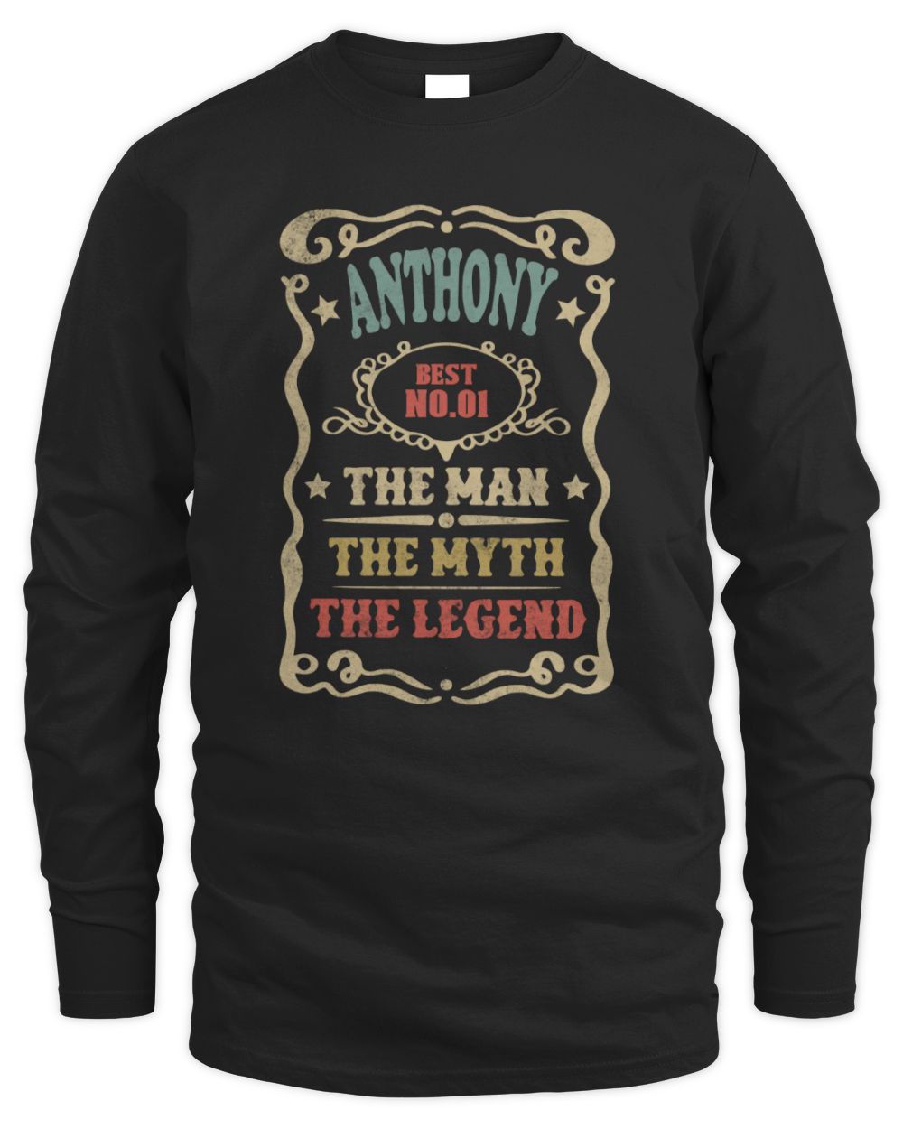 The Man The Myth The Legend Vintage Gold Wine Shirt ANTHONY M1-52 / Men's Long Sleeved T-Shirt / black
