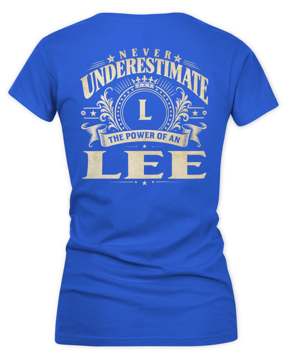 Never Underestimate Your Name Luxury Logo Shirt LEE M1-63 / Women's V-Neck T-Shirt / royal
