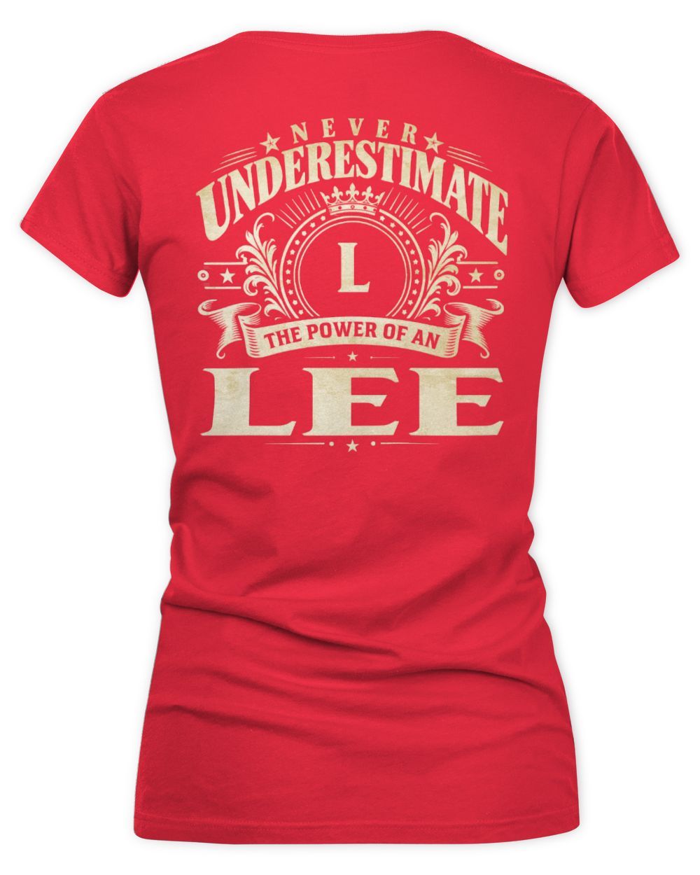 Never Underestimate Your Name Luxury Logo Shirt LEE M1-63 / Women's V-Neck T-Shirt / red