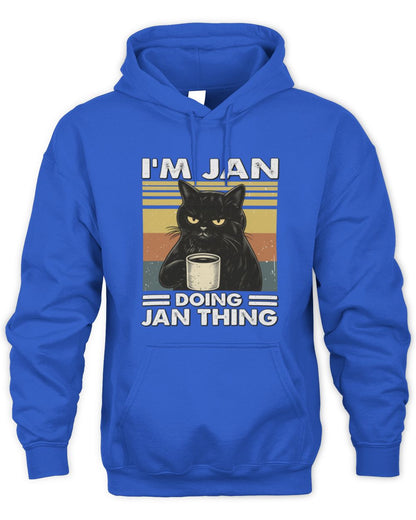 I'm Name Doing Name Thing Grumpy Black Cat Shirt JAN M1-79 / Unisex Hoodie / royal