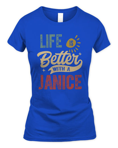 Life Is Better With a Name Personalized Retro T-Shirt JANICE-48 / Women's Standard T-Shirt / royal