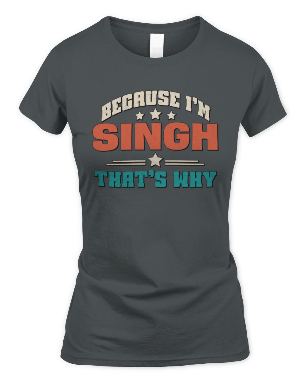 Because I'm Name That's Why Personalized Retro Shirt SINGH-49 / Women's Standard T-Shirt / charcoal