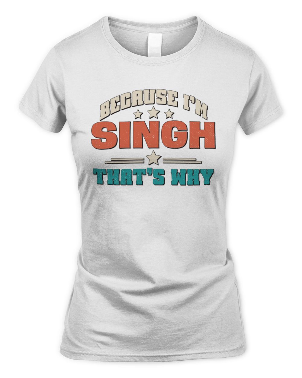 Because I'm Name That's Why Personalized Retro Shirt SINGH-49 / Women's Standard T-Shirt / white