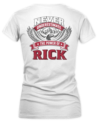 Never Underestimate Your Name Eagle Mountain Shirt RICK M1-61 / Women's V-Neck T-Shirt / white