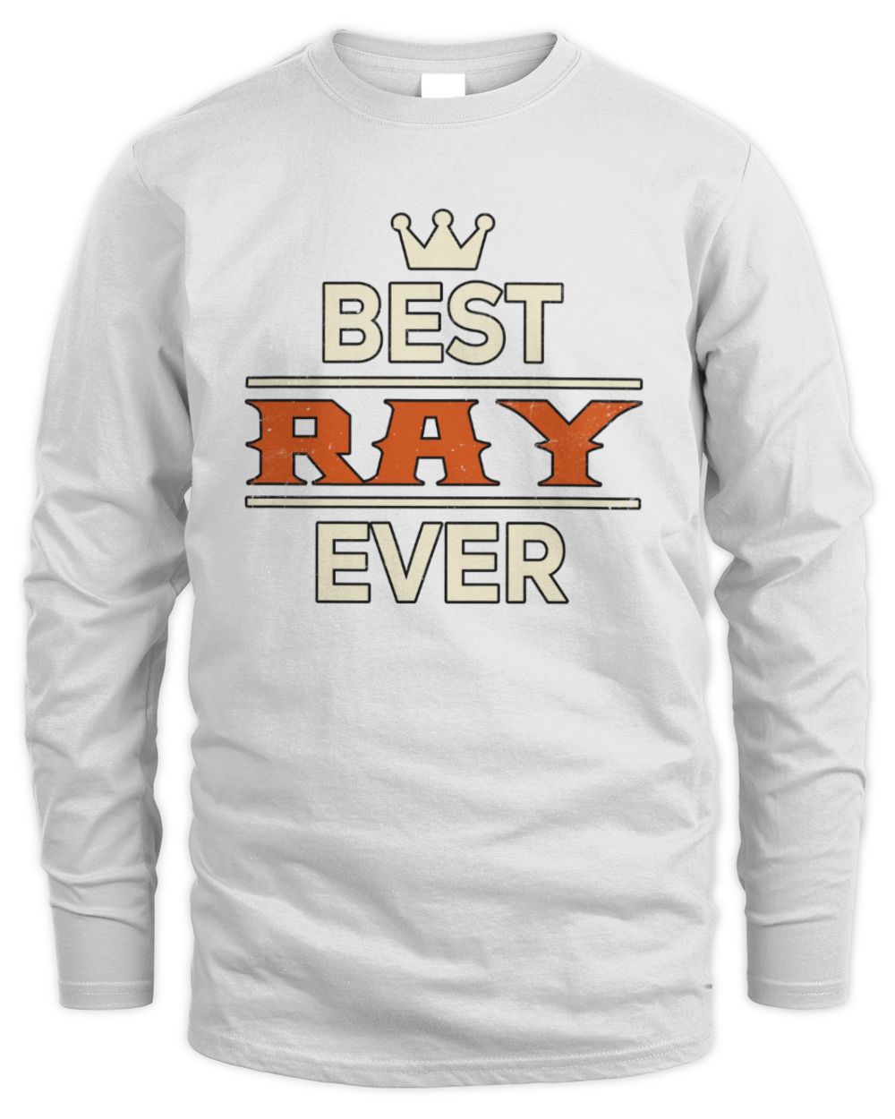 Best Your Name With Crown Shirt RAY M1-59 / Men's Long Sleeved T-Shirt / white
