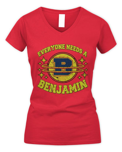 Everyone Needs a Your Name Shirt BENJAMIN M1-76 / Women's V-Neck T-Shirt / red