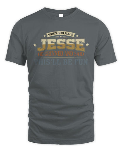 When God Made Your Name Funny Heritage T-Shirt JESSE M1-80 / Unisex Standard T-Shirt / charcoal